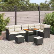 Havesofa Sæt 9 pcs Sort polyrattan