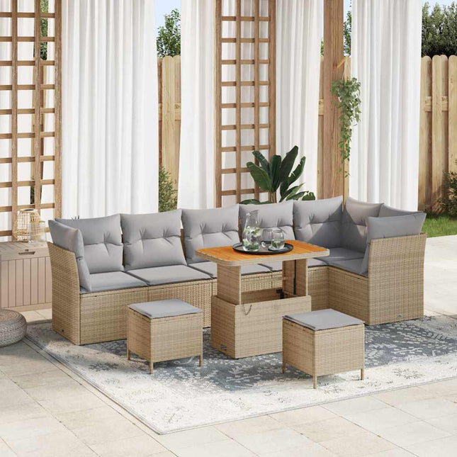 Havesofa Sæt 8 pcs Beige polyrattan