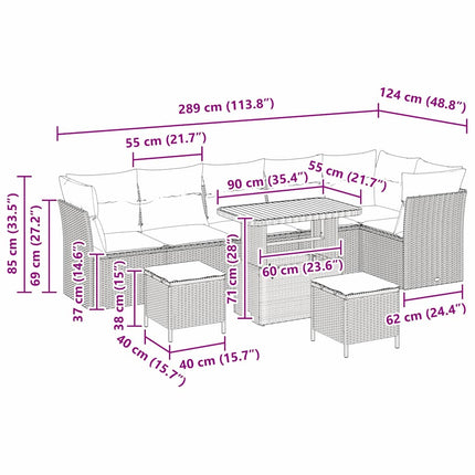 Havesofa Sæt 8 pcs Beige polyrattan