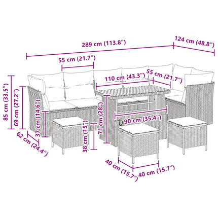 Havesofa Sæt 10 pcs Sort polyrattan