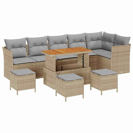 Havesofa Sæt 10 pcs Beige polyrattan