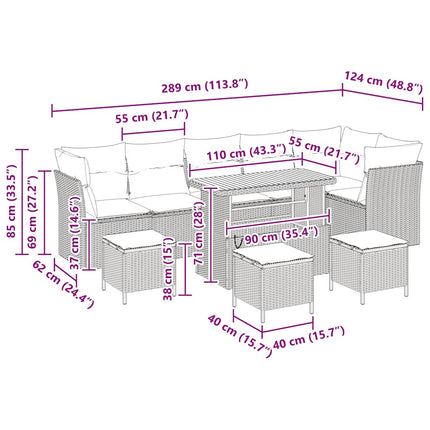 Havesofa Sæt 10 pcs Beige polyrattan