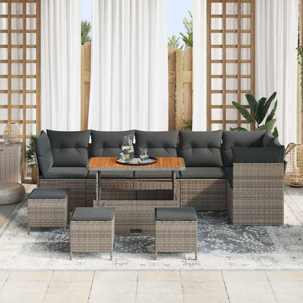 Havesofa Sæt 10 pcs Grå polyrattan