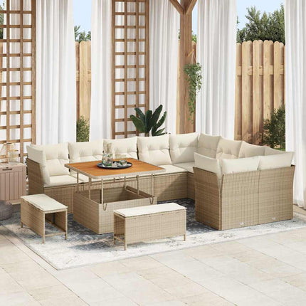 Havesofa Sæt 12 pcs Beige polyrattan