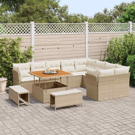 Havesofa Sæt 12 pcs Beige polyrattan