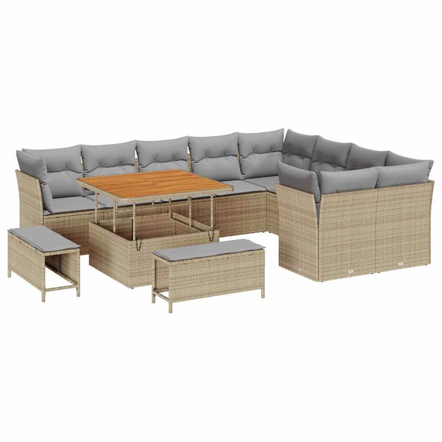 Havesofa Sæt 12 pcs Beige polyrattan