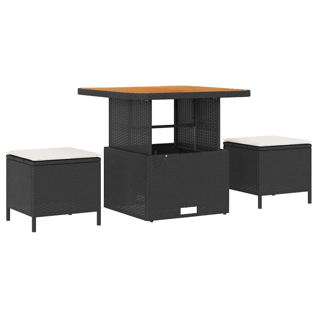 Havesofa Sæt 12 pcs Sort polyrattan