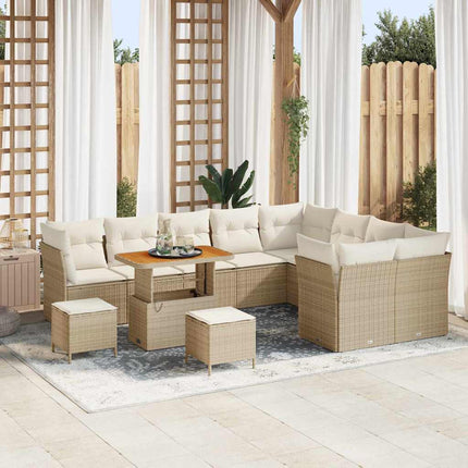 Havesofa Sæt 12 pcs Beige polyrattan
