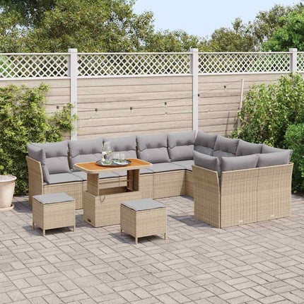 Havesofa Sæt 12 pcs Beige polyrattan