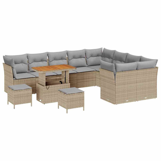 Havesofa Sæt 12 pcs Beige polyrattan