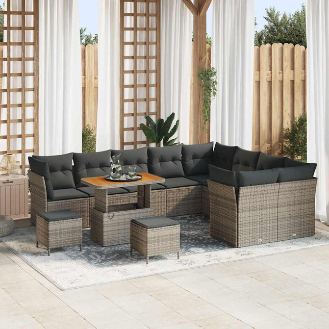 Havesofa Sæt 12 pcs Grå polyrattan
