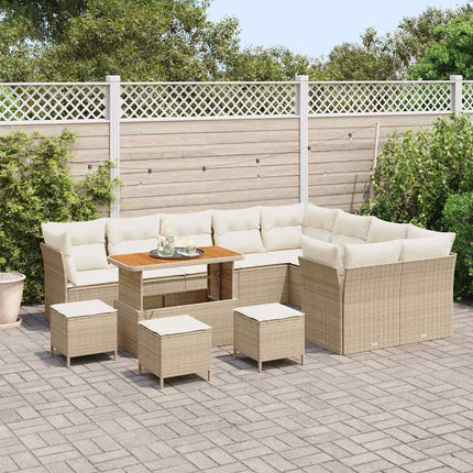 Havesofa Sæt 13 pcs Beige polyrattan