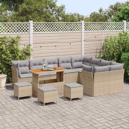 Havesofa Sæt 13 pcs Beige polyrattan
