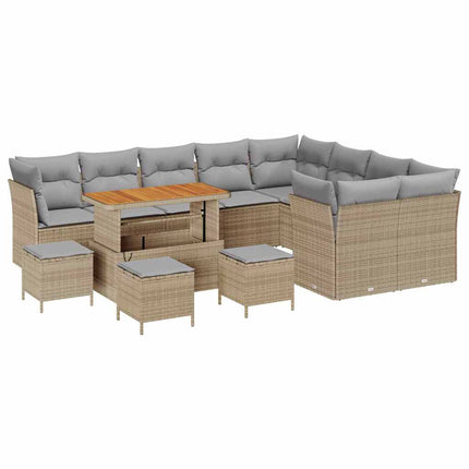Havesofa Sæt 13 pcs Beige polyrattan