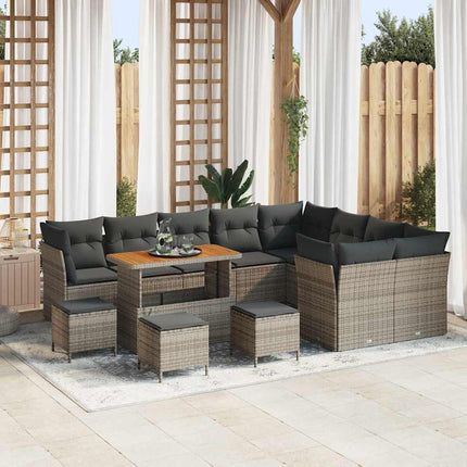 Havesofa Sæt 13 pcs Grå polyrattan