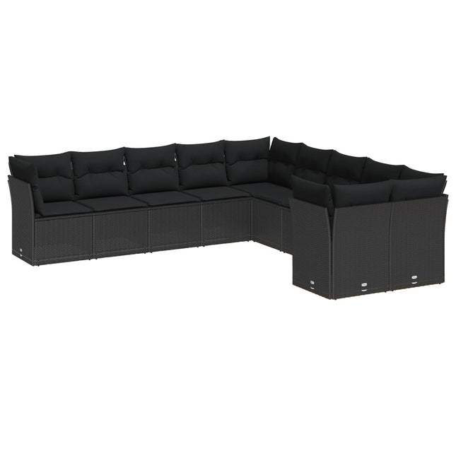 Havesofa Sæt 13 pcs Sort polyrattan