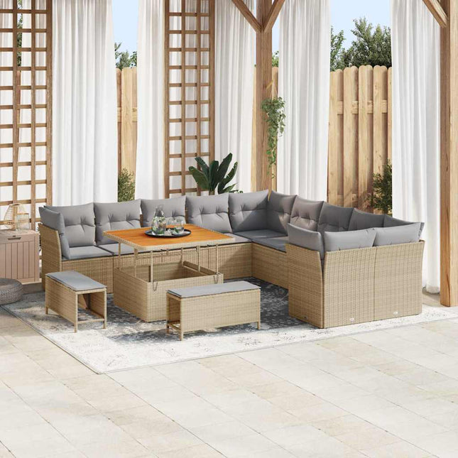 Havesofa Sæt 13 pcs Beige polyrattan