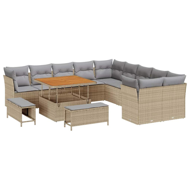Havesofa Sæt 13 pcs Beige polyrattan