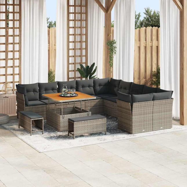Havesofa Sæt 13 pcs Grå polyrattan