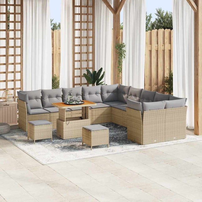 Havesofa Sæt 13 pcs Beige polyrattan