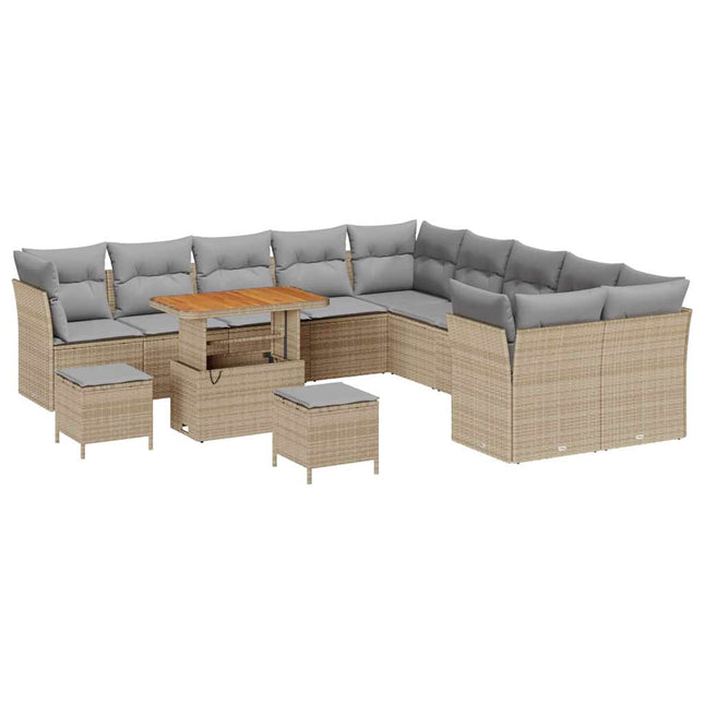 Havesofa Sæt 13 pcs Beige polyrattan