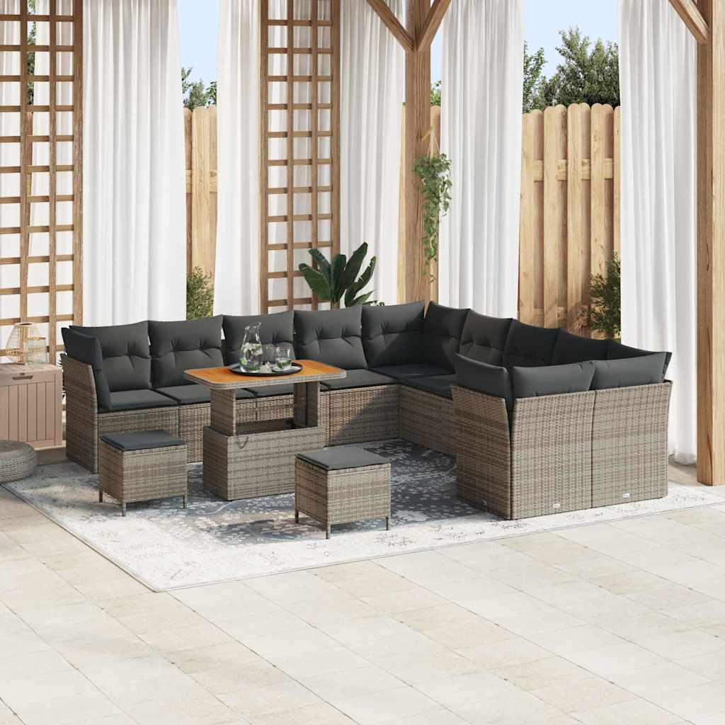 Havesofa Sæt 13 pcs Grå polyrattan