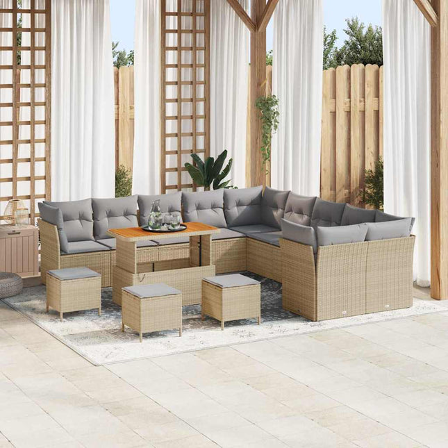 Havesofa Sæt 14 pcs Beige polyrattan