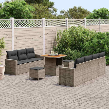 Havesofa Sæt 10 pcs Grå polyrattan