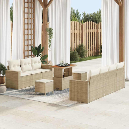 Havesofa Sæt 10 pcs Beige polyrattan