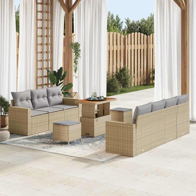 Havesofa Sæt 10 pcs Beige polyrattan