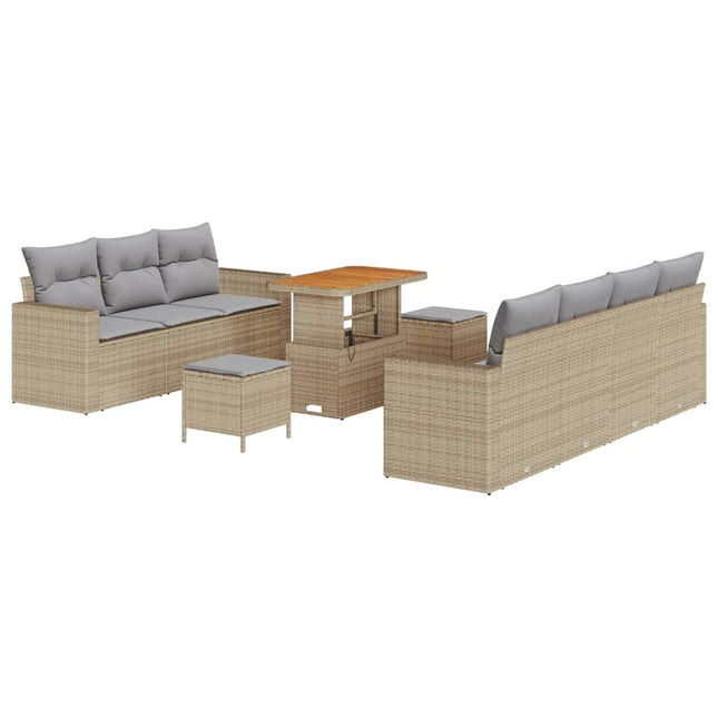 Havesofa Sæt 10 pcs Beige polyrattan