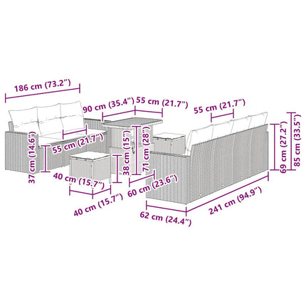 Havesofa Sæt 10 pcs Beige polyrattan