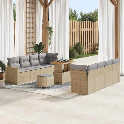 Havesofa Sæt 11 pcs Beige polyrattan