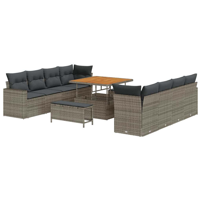 Havesofa Sæt 11 pcs Grå polyrattan