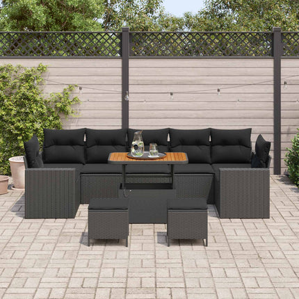 Havesofa Sæt 10 pcs Sort polyrattan