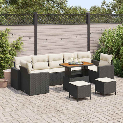 Havesofa Sæt 10 stk. Sort polyrattan