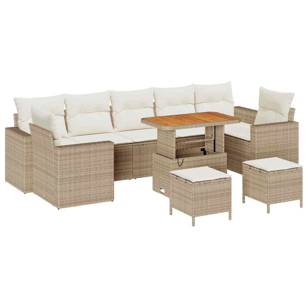 Havesofa Sæt 10 pcs Beige polyrattan