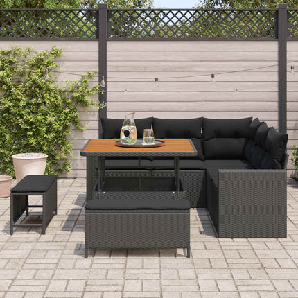 Havesofa Sæt 8 pcs Sort polyrattan