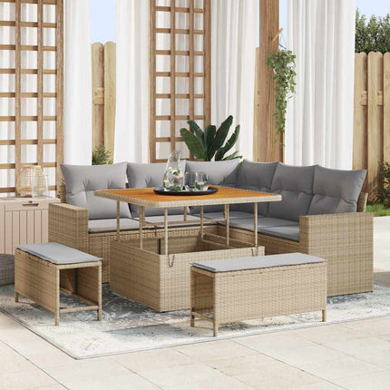 Havesofa Sæt 8 pcs Beige polyrattan