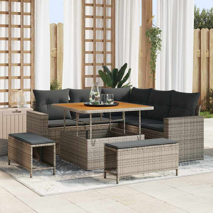 Havesofa Sæt 8 pcs Grå polyrattan