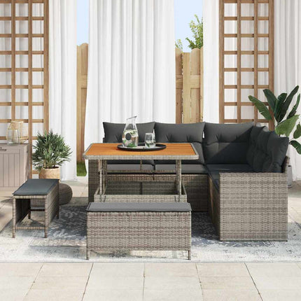 Havesofa Sæt 8 pcs Grå polyrattan