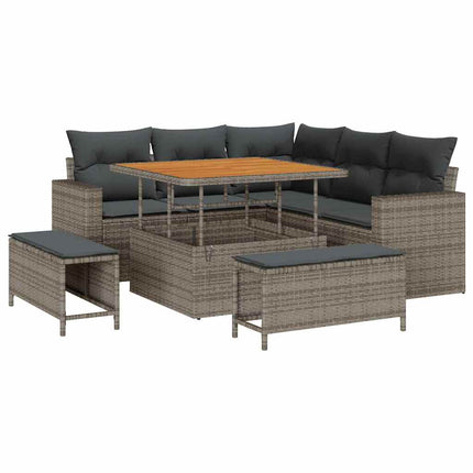 Havesofa Sæt 8 pcs Grå polyrattan