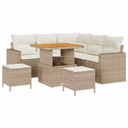 Havesofa Sæt 8 pcs Beige polyrattan