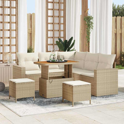 Havesofa Sæt 8 pcs Beige polyrattan