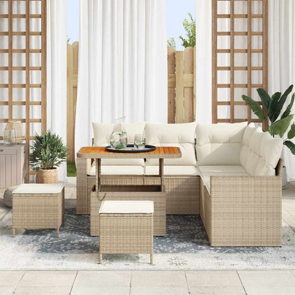 Havesofa Sæt 8 pcs Beige polyrattan