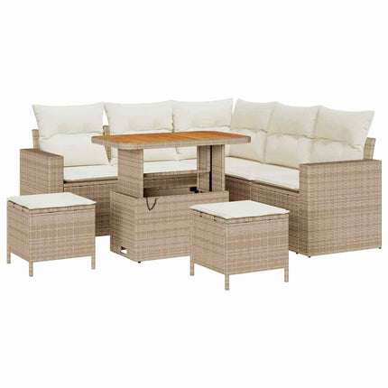 Havesofa Sæt 8 pcs Beige polyrattan