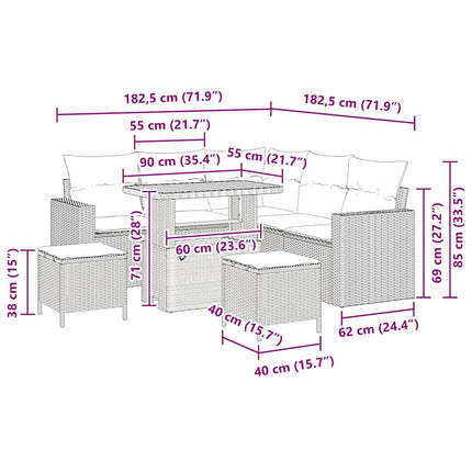 Havesofa Sæt 8 pcs Beige polyrattan
