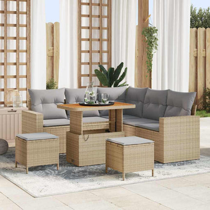 Havesofa Sæt 8 pcs Beige polyrattan