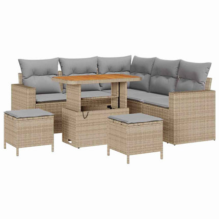 Havesofa Sæt 8 pcs Beige polyrattan