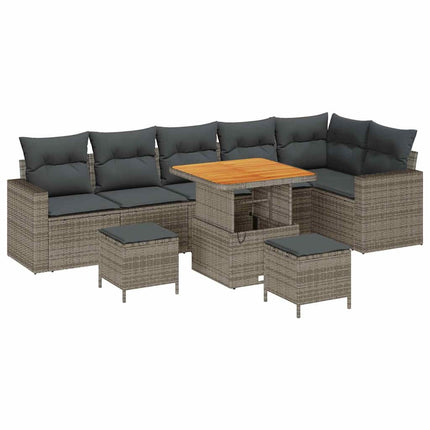 Havesofa Sæt 9 stk. Grå polyrattan